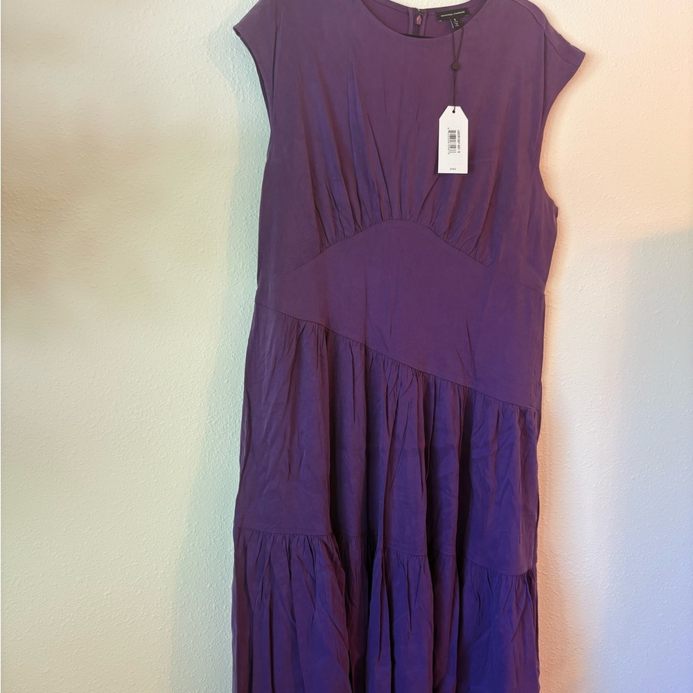 Universal Standard Purple Ruched Tiered Midi Sundress